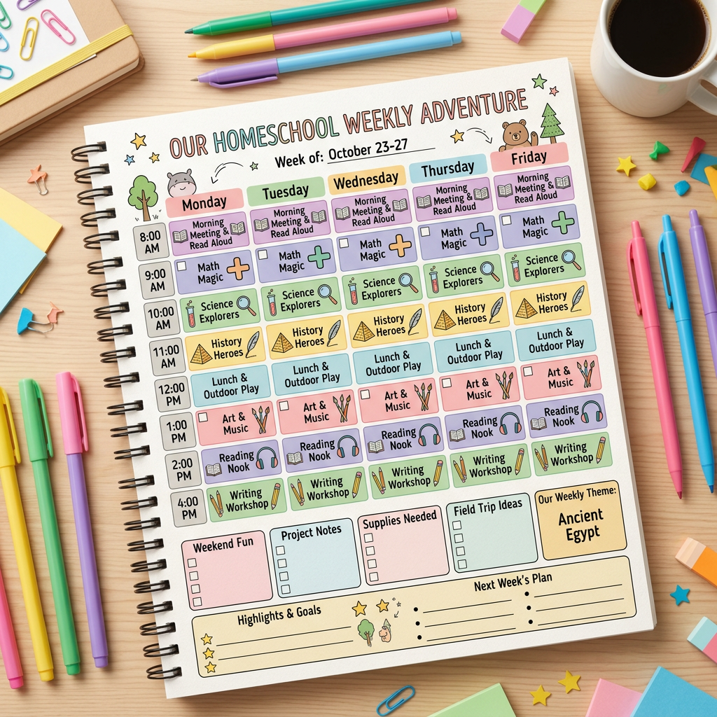 A Weekly Florida Homeschool Schedule That Works (K–5, Middle School, and High School)